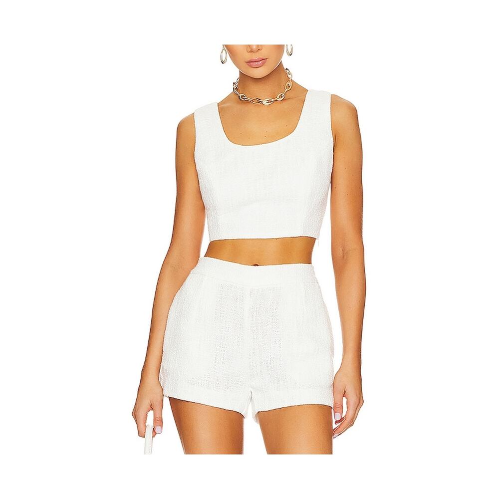 Central Park West 'Simone' White Cotton  Tank Size M